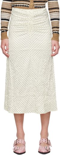 GANNI Jupe midi blanche à pois