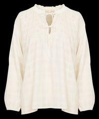Louise Misha - Blouse brodée à nouer au col - Taille 40 - Beige