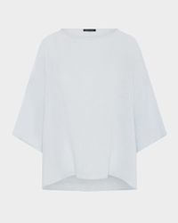 Sloped-Shoulder Wide A-Line Scoop-Neck Top (Mid Length)