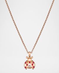 18K Rose Gold Happy Diamonds Ruby Ladybug Pendant Necklace