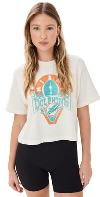 Junk Food Dolphins Crop Tee White S
