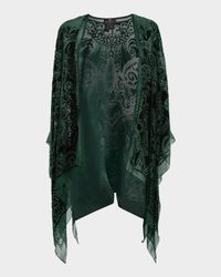 Burnout Velvet Silk-Blend Cape