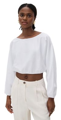 Leset Yoko Long Sleeve Blouson Top White L