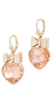 Tory Burch Heart and Bow Earrings Tory Gold/Papaya Pink One Size