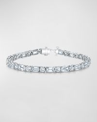 Platinum East-West Alternating Prong-Set Diamond Bracelet, 12.60tcw, 7"L