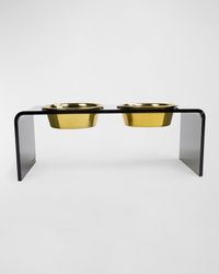 Medium Smoke Grey Double Bowl Pet Feeder, 1 Qt