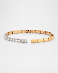 18K Gold Rectangle Bangle Bracelet with Diamonds