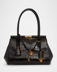 Marlene Charm Croc-Embossed Leather Shoulder Bag