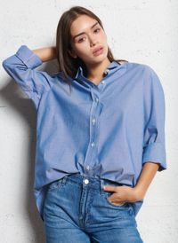 Acquaverde - Chemise oversize en coton - Taille XL - Bleu