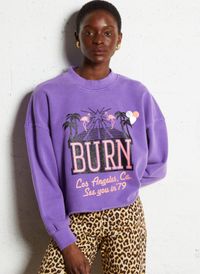 Newtone - Sweat court imprimé en coton - Taille 2 - Violet