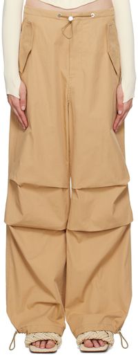 Dion Lee Pantalon brun à cordons coulissants élastiques