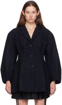 Simone Rocha Blouson de style corset ajusté bleu marine à laçages