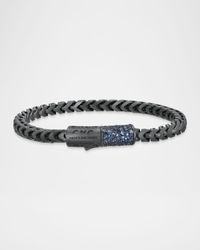 Men's Ulysses Oxidized Sterling Silver Blue Sapphire Bracelet with Trigger Clasp