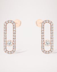 Move Uno 18K Pink Gold Diamond Pave Stud Earrings
