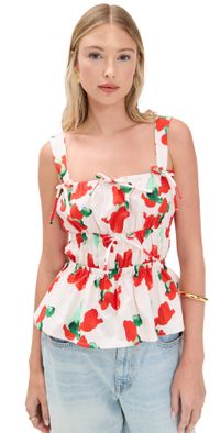 The Lulo Project The Bahia Top Orange Bloom Beige XS