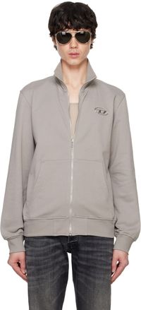 Diesel Pull molletonné S-Ginni-Zip-Od gris