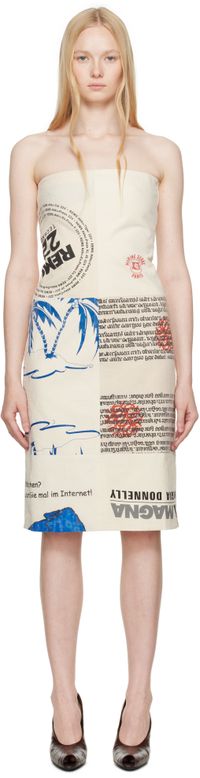 Marine Serre Beige Regenerated Tote Bags Bustier Midi Dress
