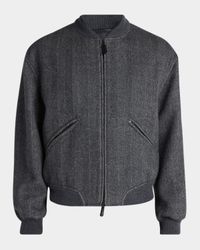 Men's Herringbone Cashmere and Wool Bomber Jacket