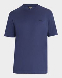 Men's Embroidered Logo Cotton Crewneck T-Shirt