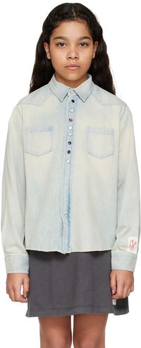 Golden Goose Enfant | Chemise bleue en denim à poches plaquées