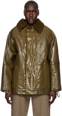 Kassl Editions Blouson réversible kaki en peau retournée