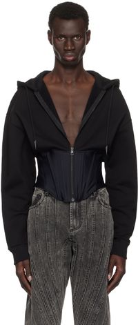 Mugler Black Corseted Hoodie
