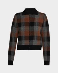 Cashmere Plaid Button-Front Sweater