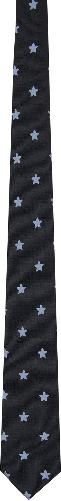 Yohji Yamamoto Cravate Derby noir et bleu à motif étoilé en jacquard