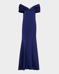 Off-Shoulder Stretch Satin Gown