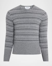Men's Cashmere Jacquard Multi-Stripe Crewneck Sweater