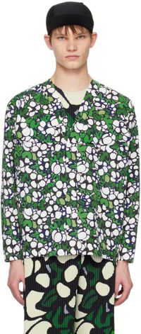 Homme Plissé Issey Miyake Chemise verte à motif graphique imprimé