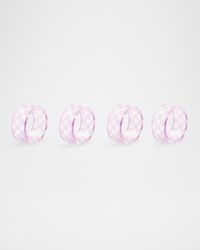 Lavender Check Napkin Ring, Set of 4