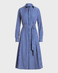 Belted Striped Cotton Shirtdress