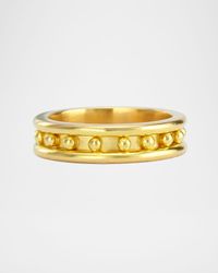 19K Gold Granulated Stack Ring, Size 6.5