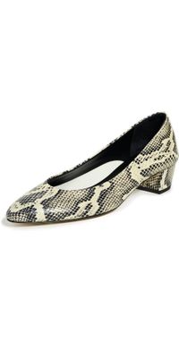 AEYDE Helia Snake Print Calf Leather Heels Creamy 39