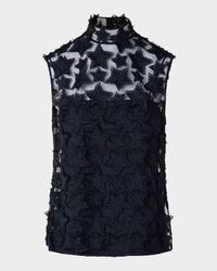 3D Star Embroidery Tulle Blouse