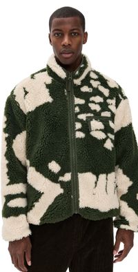 Obey Shaggy Sherpa Jacket Kombu Green Multi M
