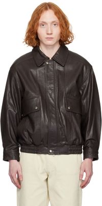 Dunst Blouson rétro surdimensionné brun en cuir