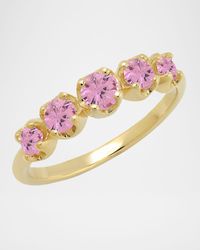 Graduated Stone Ring in Pink Sapphires, Size 6.5