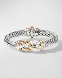Buckle Cable Bracelet with Gemstone and 18K Gold in Silver, 9mm