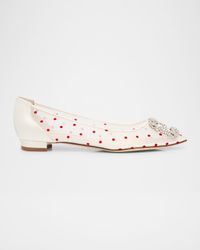 Hangisi Polka-Dot Mesh Ballerina Flats