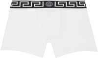 Versace Underwear White Greca Border Long Boxer Briefs