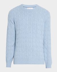 Men's Cashmere Cable Knit Crewneck Sweater