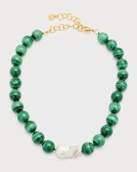 Malachite Statement Necklace with Baroque Pearl
