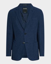 Men's Solid Textured Jersey Blazer