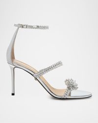 Lotus Crystal Metallic Ankle-Strap Sandals