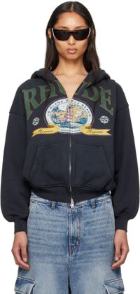 Rhude Black Monaco Regatta Full-Zip Hoodie