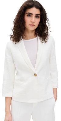 Vince Linen Shrunken Blazer Off White 12