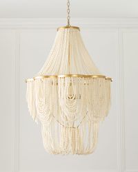 Draped Wood Bead 3-Light Chandelier - 42.5"