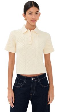 JW Anderson Cropped Cable Knit Polo Ecru L